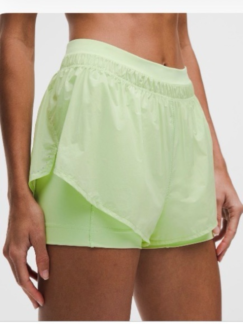 lululemon athletica Translucent High-Rise Lemon Green Athletic Shorts